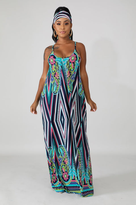 "Catch these Vibes" Vibrant Maxi dress