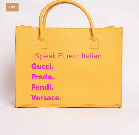 I SPEAK DESIGNER TOTE - Fluent Italian  (Lemon Yellow)